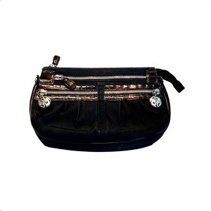 Brighton Twister Go Go Clutch Bag Black Nylon Brown Leather NO STRAP